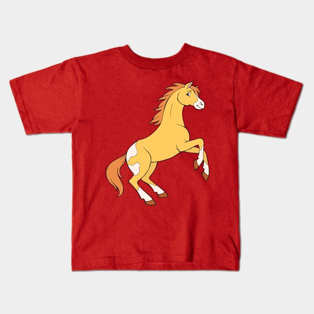 Proud Horse Brown Stallion Kids T-Shirt by samshirts